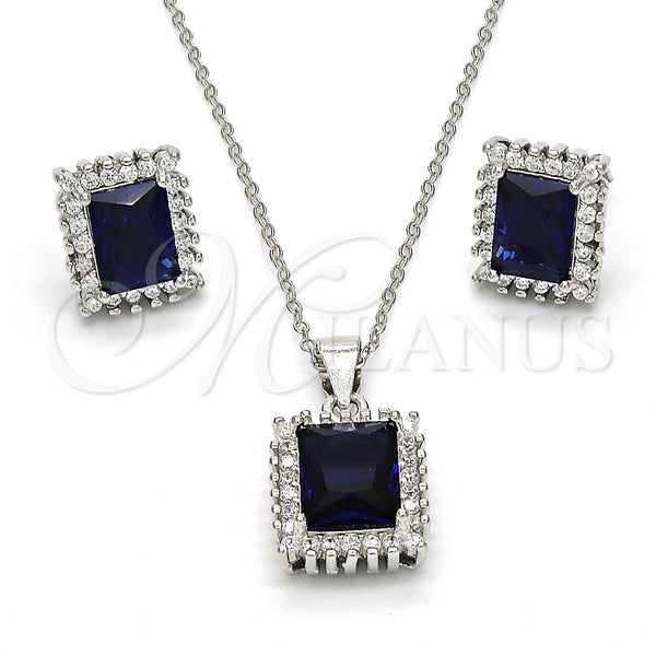 Sterling Silver Ring — Earring and Pendant Adult Set with Sapphire Blue — main product view — SKU 113948 | Plata 925 anillo — Earring and Pendant Adult Set with Sapphire Blue — SKU 113948