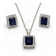Sterling Silver Earring and Pendant Adult Set, with Sapphire Blue and White Cubic Zirconia, Polished, Rhodium Finish, 10.175.0061.3
