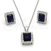 Sterling Silver Earring and Pendant Adult Set, with Sapphire Blue and White Cubic Zirconia, Polished, Rhodium Finish, 10.175.0061.3