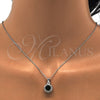 Sterling Silver Earring and Pendant Adult Set, with Green and White Cubic Zirconia, Polished, Rhodium Finish, 10.175.0062.1