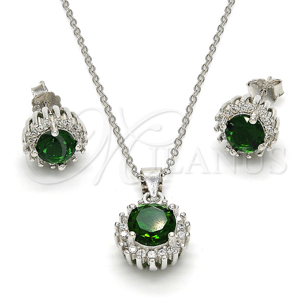 Sterling Silver Ring — Earring and Pendant Adult Set with Green and — main product view — SKU 113950 | Plata 925 anillo — Earring and Pendant Adult Set with Green and — SKU 113950