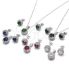 Sterling Silver Earring and Pendant Adult Set, with Green and White Cubic Zirconia, Polished, Rhodium Finish, 10.175.0062.1