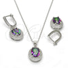 Sterling Silver Earring and Pendant Adult Set, with White Cubic Zirconia and White Micro Pave, Polished, Rhodium Finish, 10.186.0019