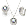 Sterling Silver Earring and Pendant Adult Set, with White Cubic Zirconia and White Micro Pave, Polished, Rhodium Finish, 10.186.0021