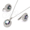 Sterling Silver Earring and Pendant Adult Set, with White Cubic Zirconia and White Micro Pave, Polished, Rhodium Finish, 10.186.0021