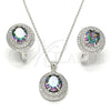 Sterling Silver Earring and Pendant Adult Set, with White Cubic Zirconia and White Micro Pave, Polished, Rhodium Finish, 10.186.0021