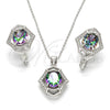 Sterling Silver Earring and Pendant Adult Set, with White Cubic Zirconia and White Micro Pave, Polished, Rhodium Finish, 10.186.0024
