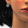 Sterling Silver Earring and Pendant Adult Set, Teardrop Design, with White and White Cubic Zirconia, Polished, Rhodium Finish, 10.186.0025