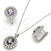 Sterling Silver Earring and Pendant Adult Set, with White Cubic Zirconia, Polished, Rhodium Finish, 10.186.0026