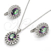 Sterling Silver Earring and Pendant Adult Set, with White Cubic Zirconia, Polished, Rhodium Finish, 10.186.0026