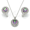 Sterling Silver Earring and Pendant Adult Set, with White Cubic Zirconia, Polished, Rhodium Finish, 10.186.0026