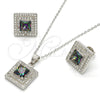 Sterling Silver Earring and Pendant Adult Set, with White Cubic Zirconia and White Micro Pave, Polished, Rhodium Finish, 10.186.0030