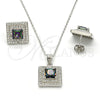 Sterling Silver Earring and Pendant Adult Set, with White Cubic Zirconia and White Micro Pave, Polished, Rhodium Finish, 10.186.0030