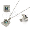 Sterling Silver Earring and Pendant Adult Set, with White Cubic Zirconia and White Micro Pave, Polished, Rhodium Finish, 10.186.0030