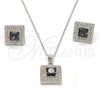 Sterling Silver Earring and Pendant Adult Set, with White Cubic Zirconia and White Micro Pave, Polished, Rhodium Finish, 10.186.0030