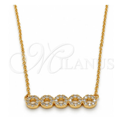 Oro Laminado Pendant Necklace, Gold Filled Style with White Cubic Zirconia, Polished, Golden Finish, 04.213.0048.16 (02 MM Thickness, 16 Inches Length)