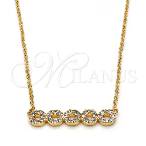 Oro Laminado Pendant Necklace, Gold Filled Style with White Cubic Zirconia, Polished, Golden Finish, 04.213.0048.16 (02 MM Thickness, 16 Inches Length)