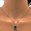 Sterling Silver Earring and Pendant Adult Set, with Green Cubic Zirconia and White Micro Pave, Polished, Rhodium Finish, 10.175.0065.1