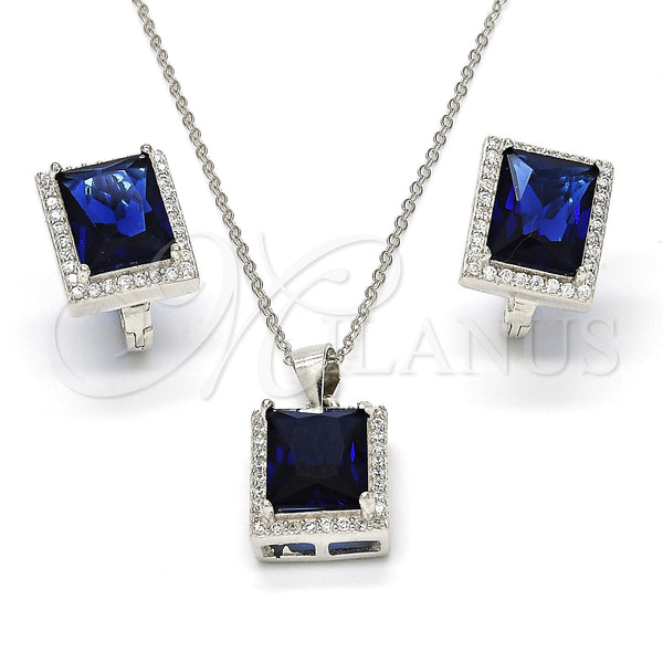 Sterling Silver Ring — Earring and Pendant Adult Set with Sapphire Blue — main product view — SKU 114035 | Plata 925 anillo — Earring and Pendant Adult Set with Sapphire Blue — SKU 114035