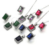 Sterling Silver Earring and Pendant Adult Set, with Sapphire Blue Cubic Zirconia and White Micro Pave, Polished, Rhodium Finish, 10.175.0065.2