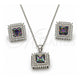 Sterling Silver Earring and Pendant Adult Set, with Vitrail Medium Cubic Zirconia and White Crystal, Polished, Rhodium Finish, 10.175.0066