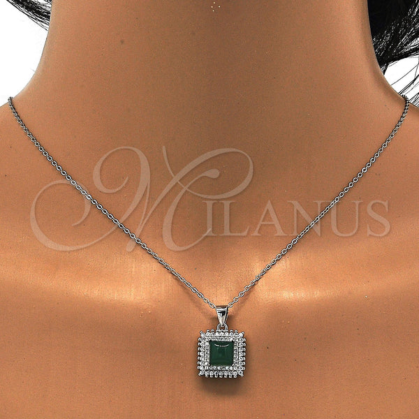 Sterling Silver Ring — Earring and Pendant Adult Set with Green Cubic — alternate product view — SKU 114038 | Plata 925 anillo — Earring and Pendant Adult Set with Green Cubic — SKU 114038