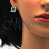 Sterling Silver Earring and Pendant Adult Set, with Green Cubic Zirconia and White Crystal, Polished, Rhodium Finish, 10.175.0066.1