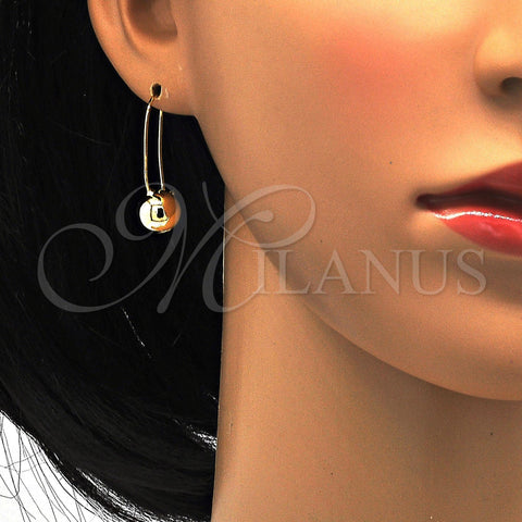 Oro Laminado Leverback Earring, Gold Filled Style Ball Design, Polished, Golden Finish, 02.168.0034