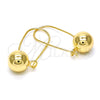 Oro Laminado Leverback Earring, Gold Filled Style Ball Design, Polished, Golden Finish, 02.168.0034