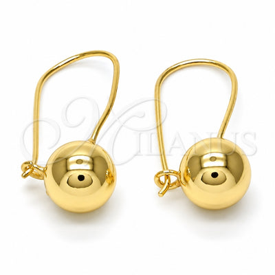 Oro Laminado Leverback Earring, Gold Filled Style Ball Design, Polished, Golden Finish, 02.168.0034