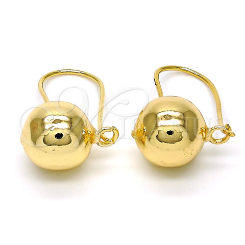 Oro Laminado Leverback Earring, Gold Filled Style Ball Design, Polished, Golden Finish, 02.168.0035