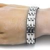 Stainless Steel Solid Bracelet, Polished, Steel Finish, 03.114.0218.08 (14 MM Thickness, 8 Inches Length)