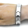 Stainless Steel Solid Bracelet, Polished, Steel Finish, 03.114.0219.09 (14 MM Thickness, 9 Inches Length)
