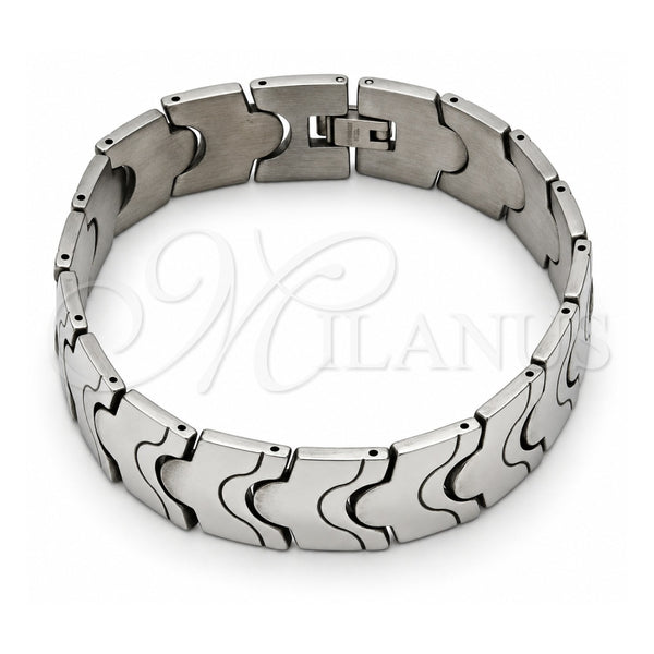 Stainless Steel Solid Bracelet, Polished, Steel Finish, 03.114.0221.09 (16 MM Thickness, 9 Inches Length)