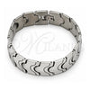 Stainless Steel Solid Bracelet, Polished, Steel Finish, 03.114.0221.09 (16 MM Thickness, 9 Inches Length)