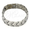 Stainless Steel Solid Bracelet, Polished, Steel Finish, 03.114.0221.09 (16 MM Thickness, 9 Inches Length)