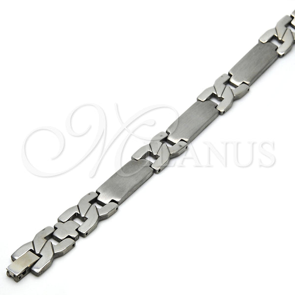 Stainless Steel Bracelet — Solid Bracelet Cross and Hugs and Kisses Design — alternate product view — SKU 114095 | Acero Inoxidable brazalete — Solid Bracelet cruz and Hugs and Kisses diseño — SKU 114095