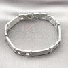 Stainless Steel Solid Bracelet, Cross and Hugs and Kisses Design, Polished, Steel Finish, 03.114.0226.09 (12 MM Thickness, 9 Inches Length)