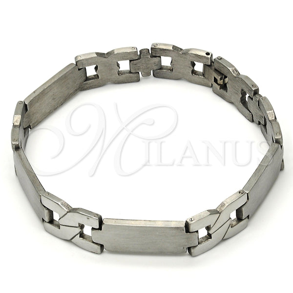 Stainless Steel Solid Bracelet, Cross and Hugs and Kisses Design, Polished, Steel Finish, 03.114.0226.09 (12 MM Thickness, 9 Inches Length)