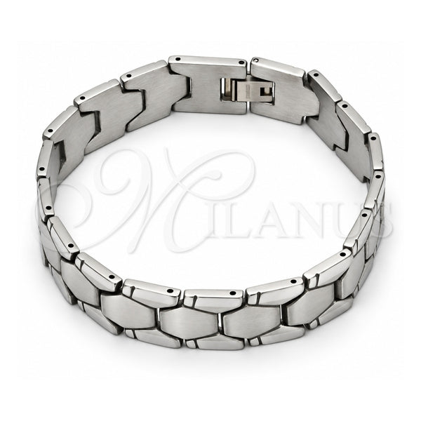 Stainless Steel Solid Bracelet, Polished, Steel Finish, 03.114.0227.09 (14 MM Thickness, 9 Inches Length)