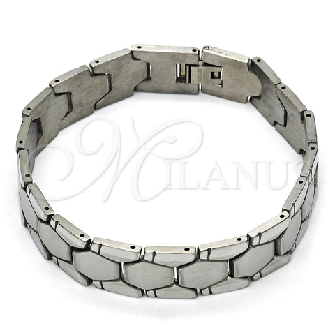Stainless Steel Solid Bracelet, Polished, Steel Finish, 03.114.0227.09 (14 MM Thickness, 9 Inches Length)