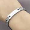 Stainless Steel Solid Bracelet, Cross Design, Polished, Steel Finish, 03.114.0229.09 (12 MM Thickness, 9 Inches Length)