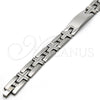 Stainless Steel Solid Bracelet, Cross Design, Polished, Steel Finish, 03.114.0229.09 (12 MM Thickness, 9 Inches Length)