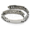 Stainless Steel Solid Bracelet, Cross Design, Polished, Steel Finish, 03.114.0229.09 (12 MM Thickness, 9 Inches Length)