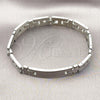 Stainless Steel Solid Bracelet, Cross Design, Polished, Steel Finish, 03.114.0229.09 (12 MM Thickness, 9 Inches Length)
