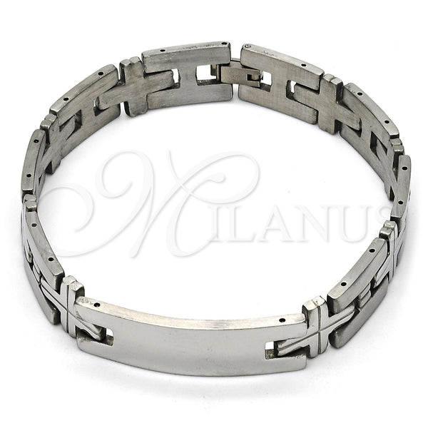 Stainless Steel Bracelet — Solid Bracelet Cross Design Polished 03. 12 MM — main product view — SKU 114098 | Acero Inoxidable brazalete — Solid Bracelet cruz diseño pulido 03. 12 MM — SKU 114098