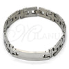 Stainless Steel Solid Bracelet, Cross Design, Polished, Steel Finish, 03.114.0229.09 (12 MM Thickness, 9 Inches Length)