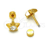 Stainless Steel Stud Earring, Star Design, with White Crystal, Polished, Golden Finish, 02.271.0016