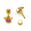 Stainless Steel Stud Earring, Star Design, with Pink Crystal, Polished, Golden Finish, 02.271.0016.3