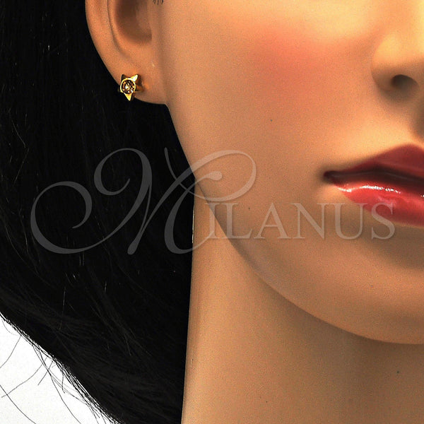 Stainless Steel Ring — Stud Earring Star Design with Light Brown Crystal — alternate product view — SKU 114109 | Acero Inoxidable anillo — Stud Earring estrella diseño with Light Brown cristal — SKU 114109